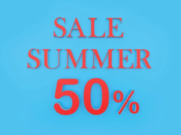 Text Summer Sale Fifty Percent Blue Illustration — Stock Photo, Image