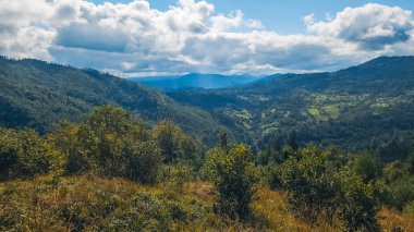 Karpatlar 'ın tepesinden dağların manzarası