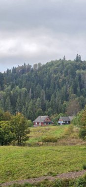 Dağlarda nehri olan güzel bir manzara.