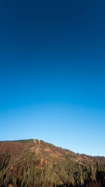 Ağaçlar ve dağlarla dolu güzel sonbahar manzarası