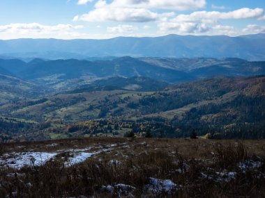 Ukrayna 'daki Karpatlar' da sonbahar manzarası