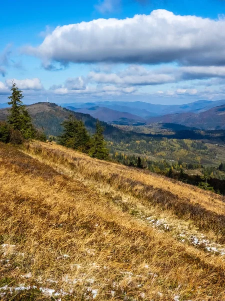 Çek Cumhuriyeti 'nin en yüksek zirvesinin zirvesinden dağların ve ormanın manzarası