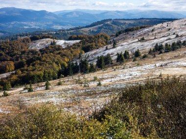 Dağları ve ormanları olan güzel sonbahar manzarası