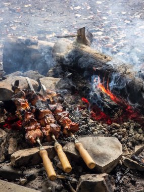 Doğada ateşte yemek pişirmek