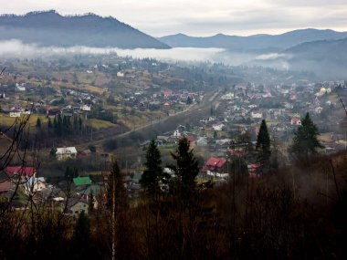 Karpatlar köyünden manzara, Ukrayna.