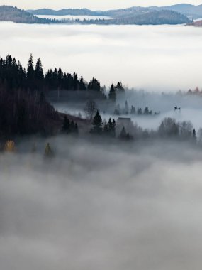 Dağlarda sabah sisi