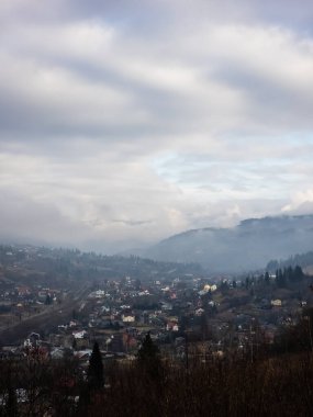 Eski şehir Kamçatka 'nın penceresinden manzara. yüksek kalite fotoğraf, Rusya, 20211