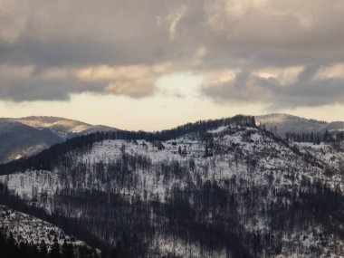 Dağlarda kış manzarası