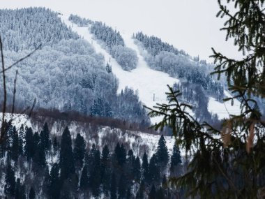 Karlı dağ kış manzarası