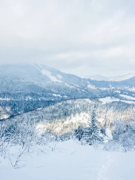 Kışın karla kaplı dağlar.