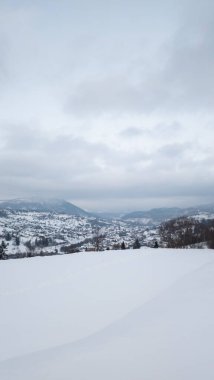 Karla kaplı ağaçlarla kaplı kış manzarası
