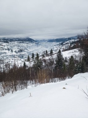 Karlı kış orman dağlarda