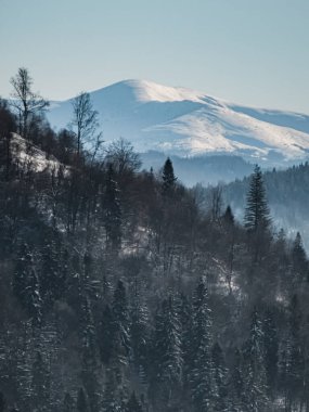 Dağlarda kış manzarası