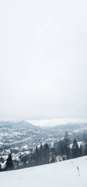 Dağlarda kış manzarası. Kış dağlarda.