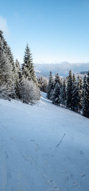 Vitosha Dağı 'nın kış manzarası, Sofya Şehir Bölgesi, Bulgaristan