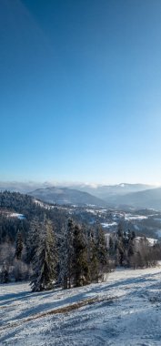 Dağlarda kış manzarası