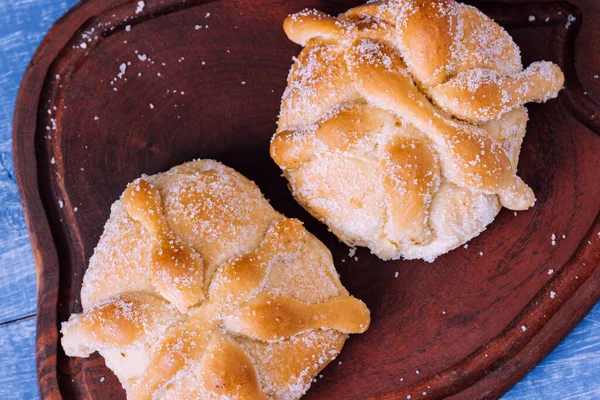Παραδοσιακό Μεξικάνικο Γλυκό Ψωμί Τυπικό Για Την Ημέρα Των Νεκρών — Φωτογραφία Αρχείου