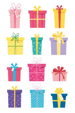 Tatil ve satış için hediye kutuları. Doğum günün için hediye, 14 Şubat, yeni yıl, Noel, yaz 