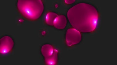 Kabarcık Patlaması - renkli mor, turuncu, pembe, sarı, kırmızı köpüklü balonlar küreler yavaş çekim köpük makrosu siyah alfa matte izole edilmiş. Atomlar ve moleküllerle arka plan.