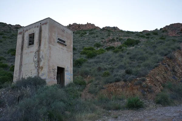 Old gold mines of Rodalquilar, Almeria province, Cabo de Gata Natural Park, Spain. Manufactures and buildings in ruins. Abandoned houses.