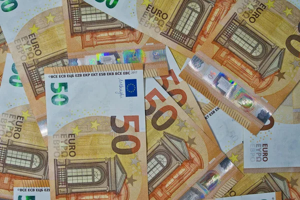 Massa Pengar Hög Med Eurosedlar — Stockfoto