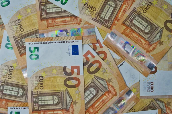 Beaucoup Argent Une Pile Billets Euros — Photo