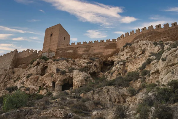 Alcazaba Almeria Κάστρο Και Φρούριο Απόψεις Τμήματος Της Εξωτερικής Όψης — Φωτογραφία Αρχείου