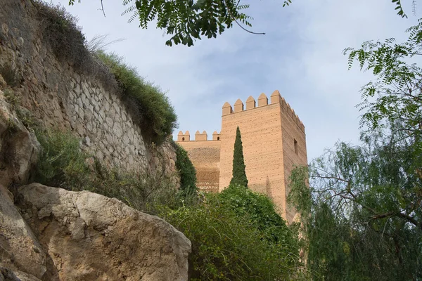 Alcazaba Almeria城堡和要塞外部立面部分的视图 Andalusia 西班牙 — 图库照片