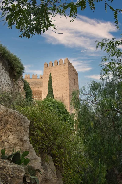 Alcazaba Almeria城堡和要塞外部立面部分的视图 Andalusia 西班牙 — 图库照片