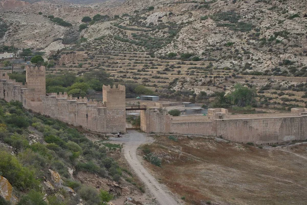 Πανοραμική Θέα Μέρους Του Τείχους Της Alcazaba Almeria Στην Ανδαλουσία — Φωτογραφία Αρχείου