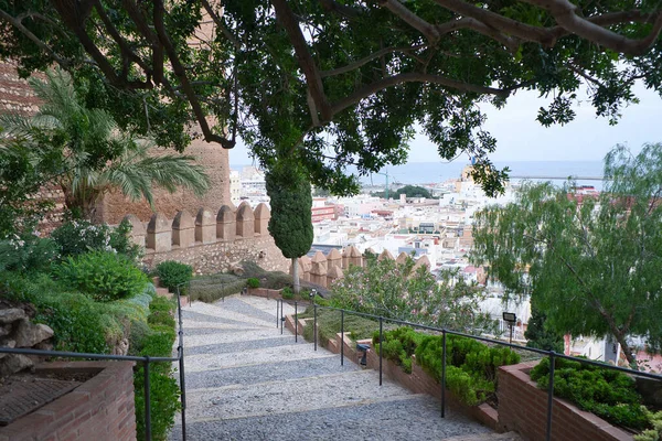 Alcazaba Almeria Castle Fortress Views Access Stairway Interior Enclosure Andalusia — Stock Photo, Image