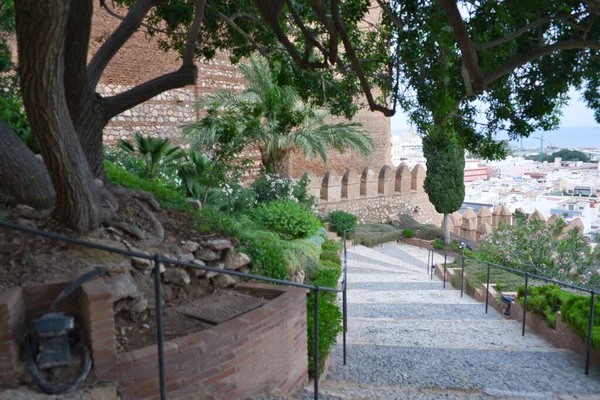 Alcazaba Almeria Castle Fortress Views Access Stairway Interior Enclosure Andalusia — Stock Photo, Image