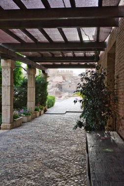 Alcazaba bahçelerinin, Almerya 'nın, Endülüs' ün, İspanya 'nın verandasının detayları.