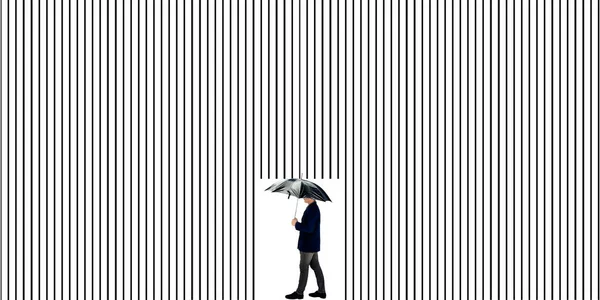 Disparo Hombre Con Traje Con Paraguas Caminando Cerca Una Ilusión — Foto de Stock