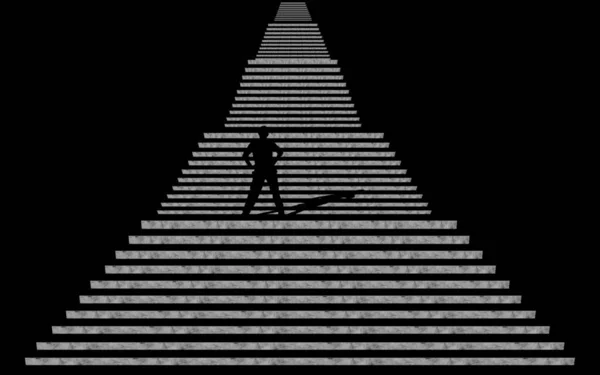 Koncepcyjny Lub Konceptualny Człowiek Walizką Chodzącą Czarnym Tle — Zdjęcie stockowe