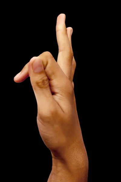 Боковой Вид Мужской Руки Демонстрирующей Ваю Мудра Изолированы Черном Фоне — стоковое фото