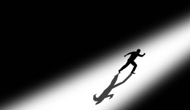 Işığa doğru koşan bir sporcunun fotoğrafı (başarı)).