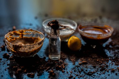 Face mask for bright skin and unclog pores on the black surface 