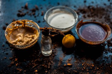 Face mask for bright skin and unclog pores on the black surface 