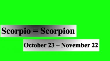 Basit ve temiz animasyon Scorpio Zodyak işareti yeşil ekranda üçüncü.
