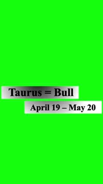 Simple Clean Animated Taurus Zodiac Sign Vertical Lower Third Green — Stock Video