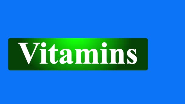 Yeşil Ekranda Yazılı Vitaminlerle Basit Bir Alt Üçüncü Canlandırma — Stok video