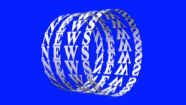 Esfera Noticias Logotipo Girando Pantalla Azul Fondo Transparente Alta Resolución — Vídeos de Stock