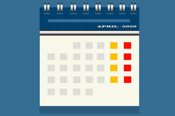 Ilustración Calendario Escritorio Color Azul Abril 2020 Con Una Caja —  Fotos de Stock