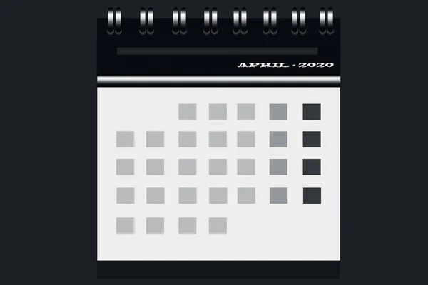 Ilustrasi Kalender Desktop Berwarna Biru Dari April 2020 Dengan Kotak — Stok Foto