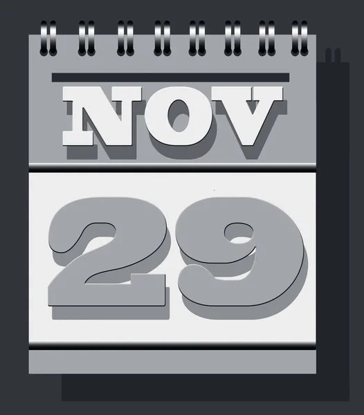 在灰彩色墙的纹理背景上孤立的每日螺旋形日历页 其日期为11月29日声援巴勒斯坦人民国际日 — 图库照片