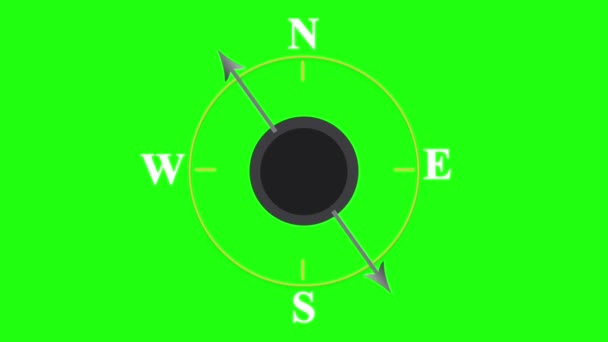 Jednoduchý Rotační Kompas Animovaný Rotační Kompas Vysokém Rozlišení — Stock video