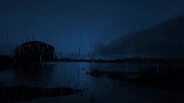 Sağanak Yağış Yıldırım Fırtına Sırasında Bir Gölün Görüntüsü — Stok video