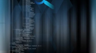 Hacker konsepti. Kapüşonlu bir kızın arka planda arama cam taramasıyla çalışan bir matris koduyla yürürken fotoğrafı..