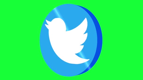 Loopable Animated Twitter Logo Rotating Green Screen Uhd Resolution — Stock video